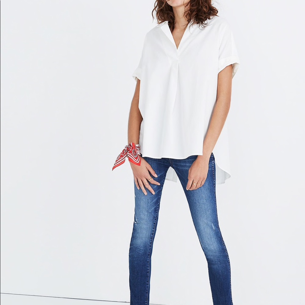 Madewell Courier Button Back White Shirt